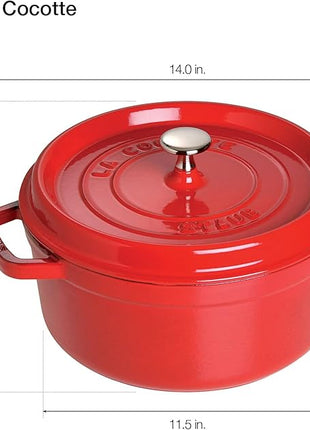 Staub Cast Iron 7-qt Round Cocotte - Cherry, Made in France