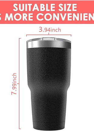 30oz Stainless Steel Travel Mug with Lid, 8 Pack Double Wall Vacuum Insulated Bulk Tumbler, Powder Coated Coffee Cup Suitable for Vehicle Cup Holders(Black)