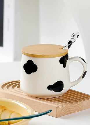 BigNoseDeer Cute Ceramic Cow Mug with 3D Cow Inside,Cow Print Coffee Mug,Cute Mugs with Lid Spoon,Cute Stuff Cool stuff Birthday Gifts Anime Gifts for Women Girlfrend Kids13oz