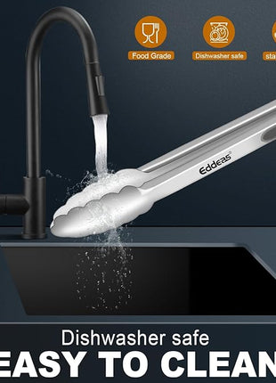 Tongs For Cooking - Heat Resistant 600 Degrees Stainless Steel Kitchen Tong,Heavy Duty Metal Locking Tongs - Perfect for Food, BBQ set of 3 (7",9" and 12") Grey