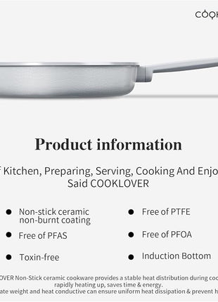 COOKLOVER Nonstick Ceramic Fry Pan, Non-Toxic, PTFE&PFOA Free, Induction Compatible Egg Skillet Frying Pan with Heat Resistant Handle, 11 Inch – Gray