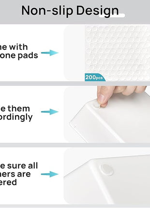 Vtopmart 44 PCS Plastic Drawer Organizers Set, 4-Size Versatile Bathroom and Vanity Organizer Trays, Non-Slip Storage Containers for Makeup, Jewelries, Bedroom，Kitchen Utensils and Office, White