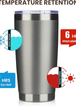 MEWAY 20oz Tumbler 4 Pack Double Wall Vacuum Insulated Travel Mug Bulk, Stainless Steel Tumblers with Lid and Straw, Durable Powder Coated Coffee Cups for Cold & Hot Drinks (Cold Gray, 4)