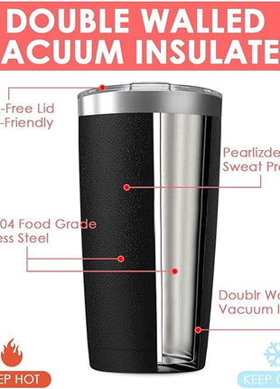 20oz Tumbler Vacuum Insulated Travel Mug with Lids, Stainless Steel Double Wall Bulk Cup Wine Tumblers for Home, Office, Outdoor Suitable for Vehicle Cup Holders(Set of 6, Navy)