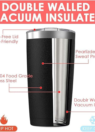 20oz Tumbler Vacuum Insulated Travel Mug with Lids, Stainless Steel Double Wall Bulk Cup Wine Tumblers for Home, Office, Outdoor Suitable for Vehicle Cup Holders(Set of 8, Navy)