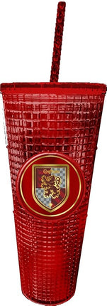 Spoontiques Harry Potter Diamond Tumbler, 20oz - Textured Cup w/Staw, Double Wall Insulated, BPA Free - Gryffindor