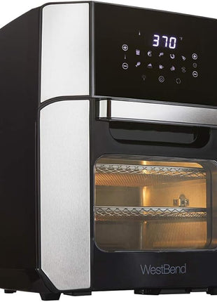 West Bend AFWB12BK13 Electric Air Fryer Oven, Countertop Air Fryer Rotisserie Combo with 10 Digital Quick Menu Presets, 1700 W, 12.6 Qt, Black