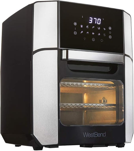 West Bend AFWB12BK13 Electric Air Fryer Oven, Countertop Air Fryer Rotisserie Combo with 10 Digital Quick Menu Presets, 1700 W, 12.6 Qt, Black