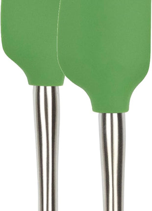 Tovolo Flex-Core Stainless Steel Handled Mini Spatula & Spoonula Set of 2, Kitchen Utensil Set, BPA-Free Silicone, Safe for Cast Iron & Cookware Dishwasher-Safe