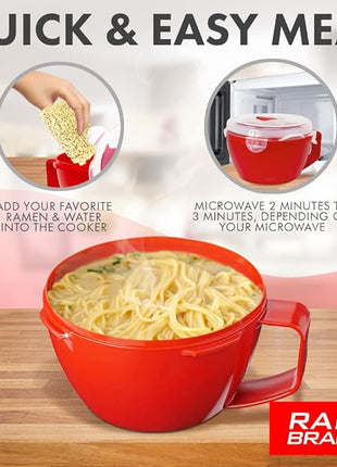 Rapid Plastic Noodle/Soup Bowl | Microwave Soup & Noodles in Minutes | Perfect for Dorm, Small Kitchen, or Office | Dishwasher-Safe, Microwaveable, & BPA-Free