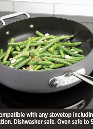 All-Clad HA1 Hard Anodized Non Stick Everyday Pan w/ Lid and Handles, 12 Inch, Induction, Oven Broiler Safe 500F, Lid Safe 350F, Deep Frying Pan, Skillet, Pots and Pans, Kitchen, Cookware, Black