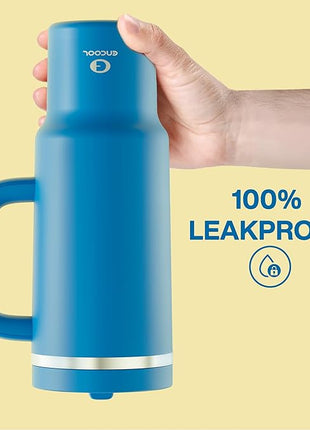 40 oz Tumbler with Handle and Straw: Stainless Steel Insulated Tumbler Keeps Cold for 24 Hours, Leakproof Travel Cup Fits in Cup Holder and BPA-Free,Celtic Blue