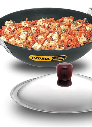 Hawkins Futura Hard Anodised Deep-Fry Pan 3.75 L, 30 cm, 4.06 mm with SS Lid and Induction Compatible Base (Black)