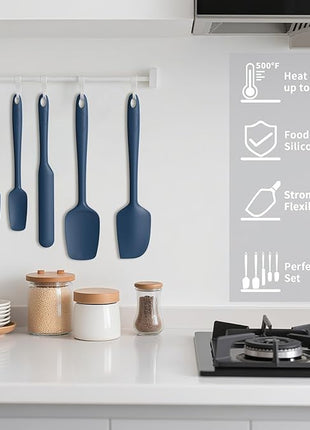 Coukre Silicone Spatula Set of 5,High Temperature Resistant, Food Grade Silicone, Dishwasher Safe, for Baking, Cooking (Pure Dark Blue)