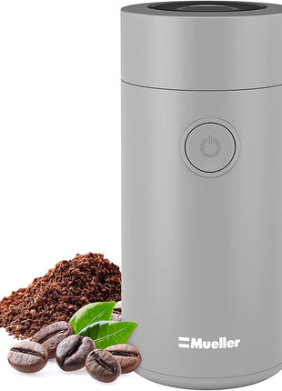 MuellerLiving Electric Coffee Grinder for Spice, Nut, Herbs and Coffee Beans, Sharp Blade, Stainless Steel - Gray