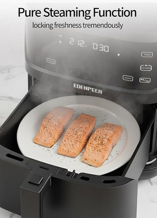 12-IN-1 Large Air Fryer, Non Toxic Steam Air Fryers with Superior Airflow, Self-Cleaning Smart Digital Air Fryer, Air Fry, Roast, Reheat, Dehydrate, Air Crisp Technology with 420F, 7.5 QT