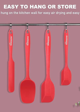 NileHome Silicone Spatula Set, Rubber Spatula High Heat-Resistant Premium BPA-Free One Piece Seamless Design Cooking Spatulas Utensils Set for Kitchen 4Pack(Red)