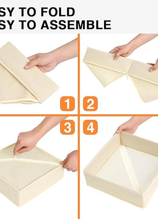 DIMJ Drawer Organizer Clothes 6 Pack - Foldable Baby Organizers and Storage & Dresser Organizer for Bedroom, Closet - Nursery Organization Dresser Dividers for underwear, Sock,Bra, Belt, Tie, Beige