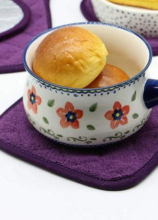 Cotton Pot Holders Cotton Made Machine Washable Heat Resistant Everyday Kitchen Basic Terry Pot Holder, Hot Pads, Trivet for Cooking and Baking Set of 4 (Eggplant)