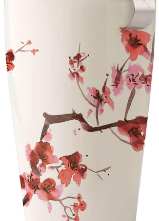 Tea Forte Double-Walled Ceramic Kati Cup, Removable Stainless Steel Infuser Basket and Lid, Steeps 12 oz Loose Leaf Tea, Dishwasher & Microwave Safe, Cherry Blossom