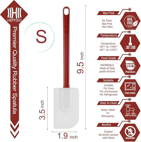 15 PCS Commercial Grade Silicone Spatulas Heat Resistant, 9.5-Inch Silicone Rubber Spatulas, Commercial Silicone Rubber Spatulas for Baking, Nonstick & BPA-Free