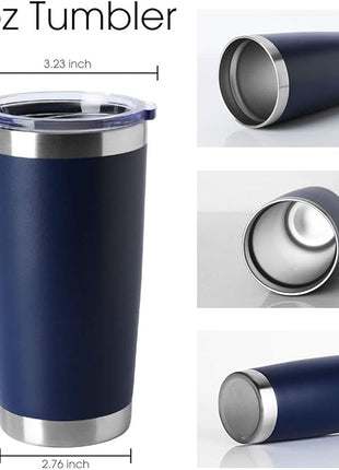 HASLE OUTFITTERS 20oz Tumblers Bulk Stainless Steel Cup with Lid Double Wall Vacuum Insulated Coffee Mug for Cold & Hot Drinks 1 Pack, Navy