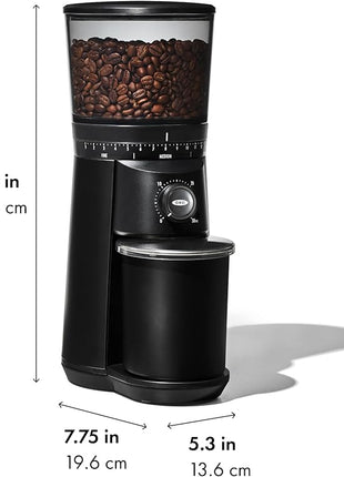 OXO Brew Conical Burr Grinder - Matte Black, Stainless Steel Burrs, One-Touch Automatic Smart Grind