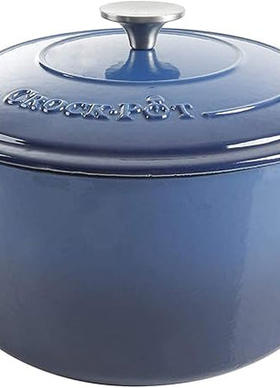 Crock-Pot Artisan Round Enameled Cast Iron Dutch Oven, 7-Quart, Sapphire Blue