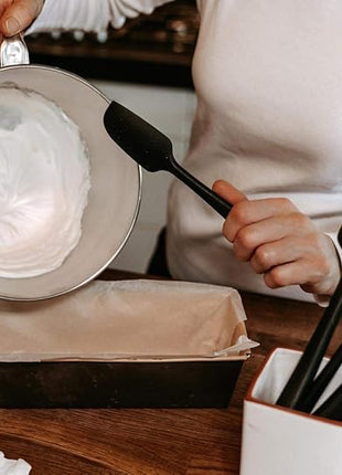 KITCHENLOVE Premium 600°F Heat Resistant 5 Piece Silicone Spatula Set for Baking, Cooking, Mixing - Non-Stick with High Grade S-Iron Steel Core - One Piece Seamless Design - BPA Free (Black)