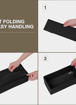 DIMJ Drawer Organizers - Set of 8 Foldable Closet Dividers for Baby Clothes, Socks, Belt, Tie (Black)