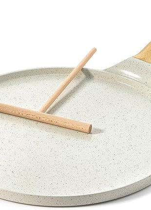 SENSARTE Nonstick Crepe Pan with Spreader, 10-Inch Natural Ceramic Coating Dosa Pan Pancake Flat Skillet Tawa Griddle with Stay-Cool Handle, Induction Compatible (White)