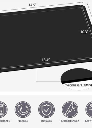 WK Flexible Plastic Cutting Boards Mats with Lip, Foldable Cutting Board for Kitchen Set of 3, Black Cutting Boards for Meat, Nonslip Cutting Mats Sheets, BPA Free, Dishwasher Safe