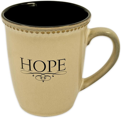 Christian Art Gifts Ivory Stoneware Coffee Mug – 13 oz. Microwave and Dishwasher-safe Lead & Cadmium-free Inspirational Scripture Coffee and Tea Mug for Men & Women with Bible Verse: Hope –Hebrew 6:19