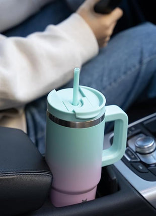 BJPKPK 30 oz Stainless Steel Tumbler With Handle Insulated Tumblers With 2 Straw Travel Coffee Mug With Lid,Bubble Gum