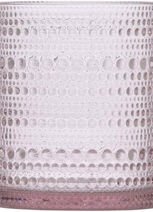 Fortessa Jupiter Beaded Hobnail Glass, 10 Ounce Double Old Fashioned (Set of 6), Pink