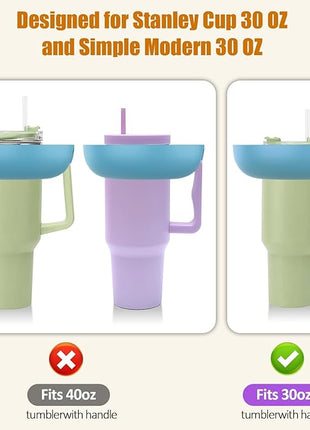 Snack Bowl for Stanley Cup 40 oz with Handle-Perfectly Compatible with Stanley Quencher H2.0 Tumbler 40 oz with Handle, Reusable Silicone Snack Tray, Stanley cup accessories (Blue Snack Bowl)