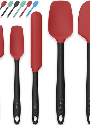 Coukre Silicone Spatula Set of 5,High Temperature Resistant, Food Grade Silicone, Dishwasher Safe, for Baking, Cooking (Red)