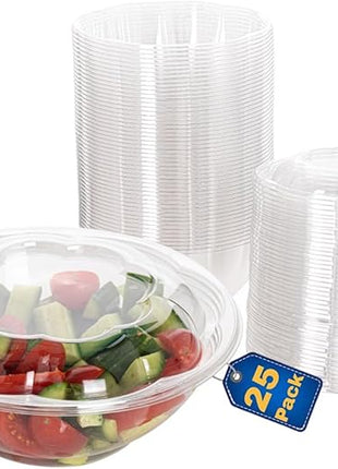 Smygoods Disposable Plastic Salad Bowls with Airtight Lids Ideal for Meal Prep, Takeout, Catering, Parties, Picnics, and Food Storage, Stackable, Leak-Proof