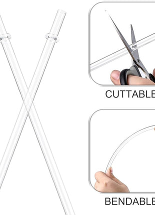 24 Pack, HIGHLY Transparent Reusable Plastic Straws with 4 Cleaning Brushes, 10.5 in Long Drinking Straws, Clear Replacement Straw for 16 24 30 32 OZ Tumblers, Cups, Jars, YETI, Starbucks - BPA FREE