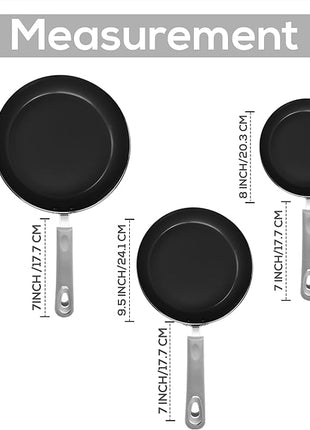 Utopia Kitchen Nonstick Cookware 3 Piece Set, Non-Stick Frying Pans with Induction Bottom, 8, 9.5 & 11 Inches Frying Pans with Bakelite Handles, PFOA Free, Silver & Black