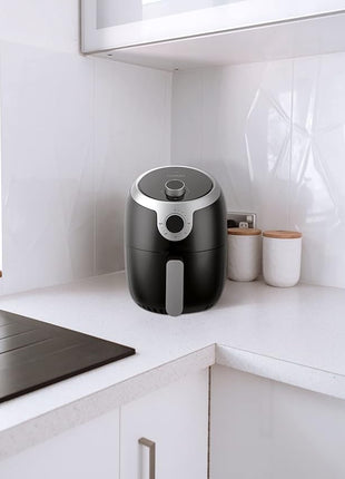 COSMO COS-23AFAKB 2.3 Quart Electric Small Air Fryer with Temperature Control, Timer, Auto Shut-Off, Non-Stick Frying Tray, 1000W Compact Mini Air Fryer (2.3 Quarts, Stainless Steel/Black)