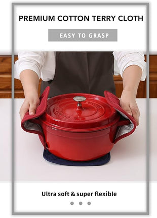 Joyhalo 4 Pack Pot Holders for Kitchen,Cotton Oven Holder with Great Heat Resistance,Non Slip Hot Pads for Kitchen Clearance,Dark Red