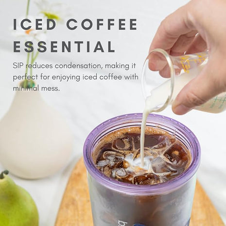 bzyoo SIP 24oz (710ml) Double Wall Plastic Tumbler with Lid and Straw Cold Drink Travel Mug Reusable Party Cup Perfect for Ice Coffee, Tea Office Poolside Parties Gifts Color: Butterfly Purple