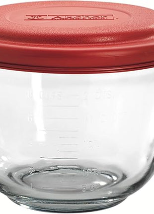 Anchor Hocking Batter Bowl, 2 Quart Glass Mixing Bowl with Red Lid