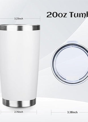 StarSpeed 20oz Tumbler Bulk with Lid, Stainless Steel Insulated Tumblers Double Wall Vacuum Insulated Travel Mug, Powder Coated Coffee Cups for Hot and Cold Drinks(White,1)