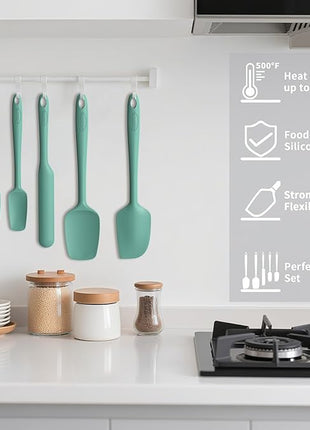 Coukre Silicone Spatula Set of 5,High Temperature Resistant, Food Grade Silicone, Dishwasher Safe, for Baking, Cooking (Pure Aqua Green)