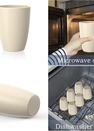 Homienly Wheat Straw Cups, Alternative to Plastic Cups Set of 6, Premium Drinking Glasses - 12 OZ, Unbreakable Drinking Cup, Dishwasher & Microwave Safe Tumbler Cup for Kitchen, Kids, Picnic - Beige