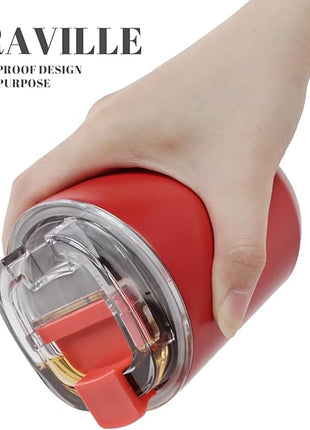 Puraville 2 Pack Insulated Tumblers with Lid, 10 oz Travel Coffee Mug Stainless Steel Vacuum Cup, Leak Proof Double Walled Coffee Tumbler for Iced and Hot Drinks, Klein Blue and Red