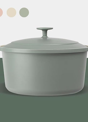 Gotham Steel 5 Qt Dutch Oven Pot with Lid, Nonstick Ceramic Dutch Oven Stock Pot Perfect Bread Baking, Stovetop Oven & Dishwasher Safe, Sage Green