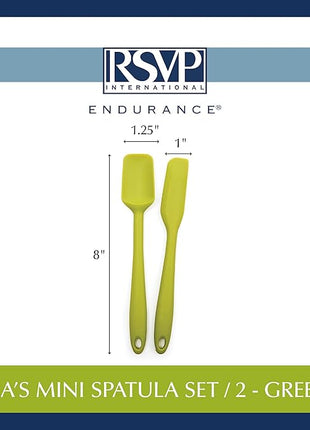 RSVP International Ela's Favorite Silicone Spatula, Green, 8" | BPA-Free Silicone | Scrape Batters, Flip Eggs, Ice Cakes, & More | Dishwasher Safe & Heat Resistant | Cooking, Baking & More
